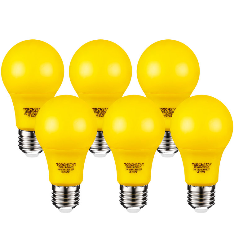 TORCHSTAR 7w Yellow Led A19 Colored Light Bulb, 7w (40w Equivalent